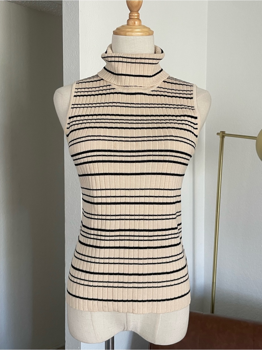 Vintage Jones New York Coastal Striped Merino Wool Turtleneck Sweater Vest